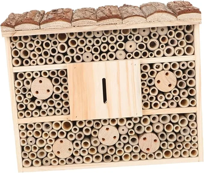 A bee hotel for the solitary mason bee to enhance garden pollination for homestead beekeepers