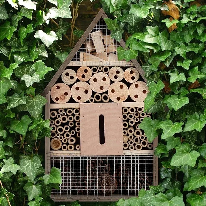 Solitary Bee Pollinator Habitat in a bee friendly garden